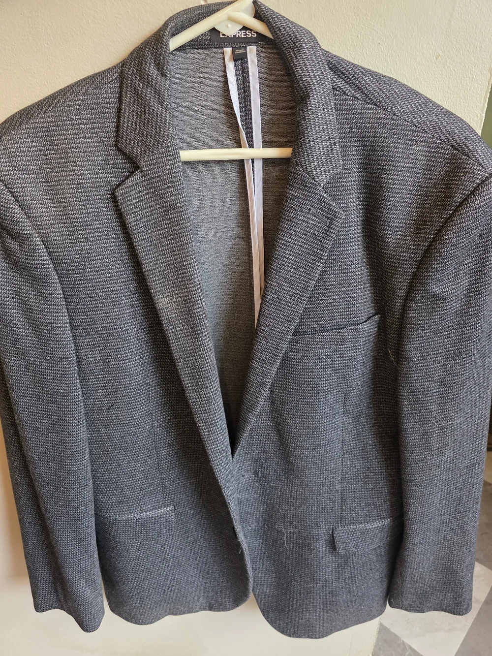 Express Men's Gray Knit Blazer Sport Coat 42R- Textured Modern Sport Coat